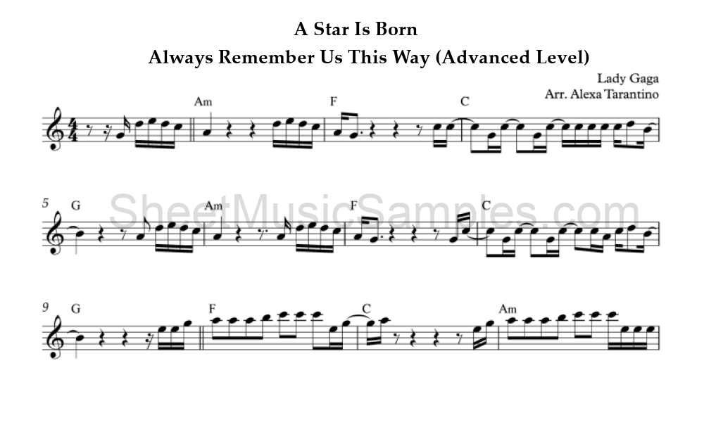 A Star Is Born - Always Remember Us This Way (Advanced Level)