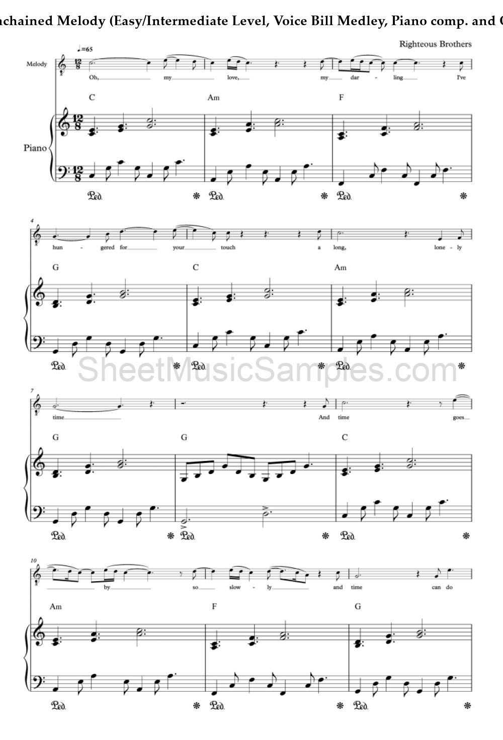 Unchained Melody (Easy/Intermediate Level, Voice Bill Medley, Piano comp. and Orchestra)