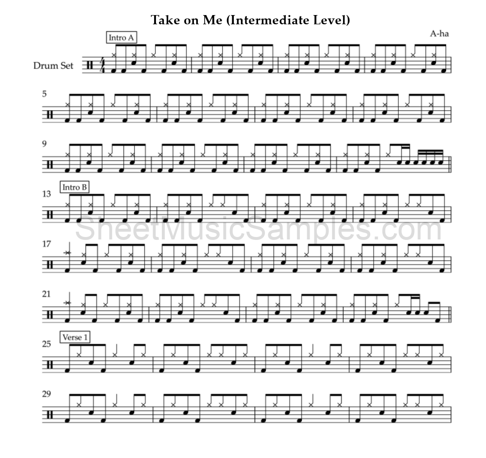 Take on Me (Intermediate Level)