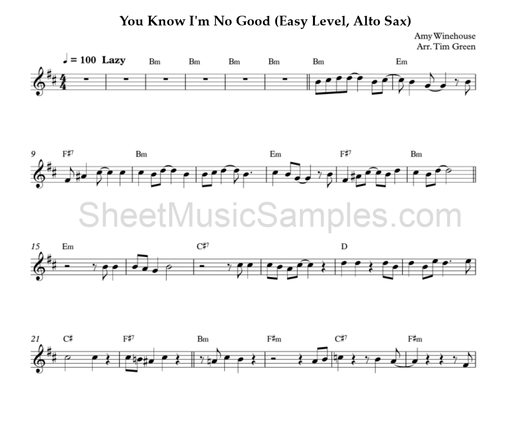 You Know I'm No Good (Easy Level, Alto Sax)