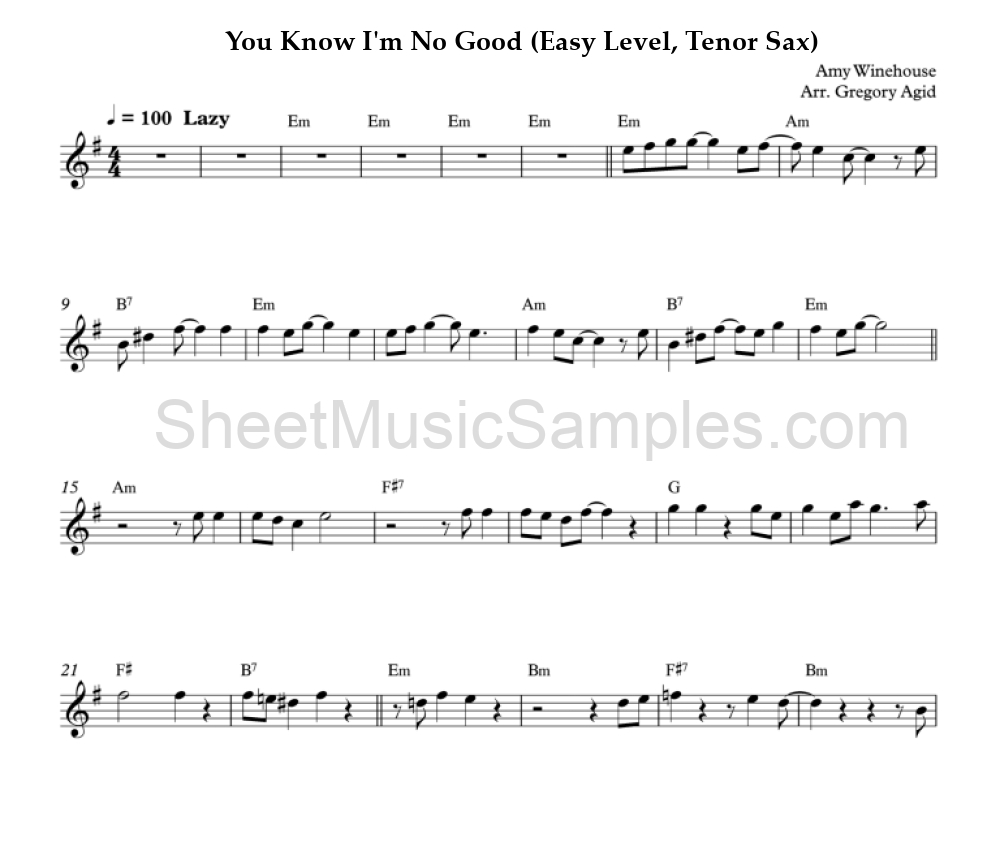 You Know I'm No Good (Easy Level, Tenor Sax)