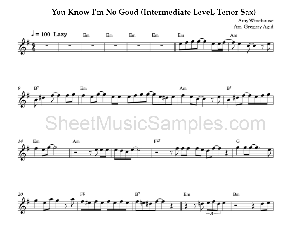 You Know I'm No Good (Intermediate Level, Tenor Sax)