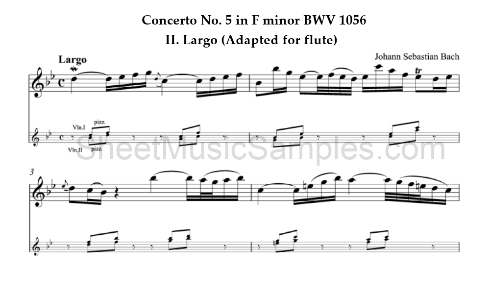 Concerto No. 5 in F minor BWV 1056 - II. Largo (Adapted for flute)