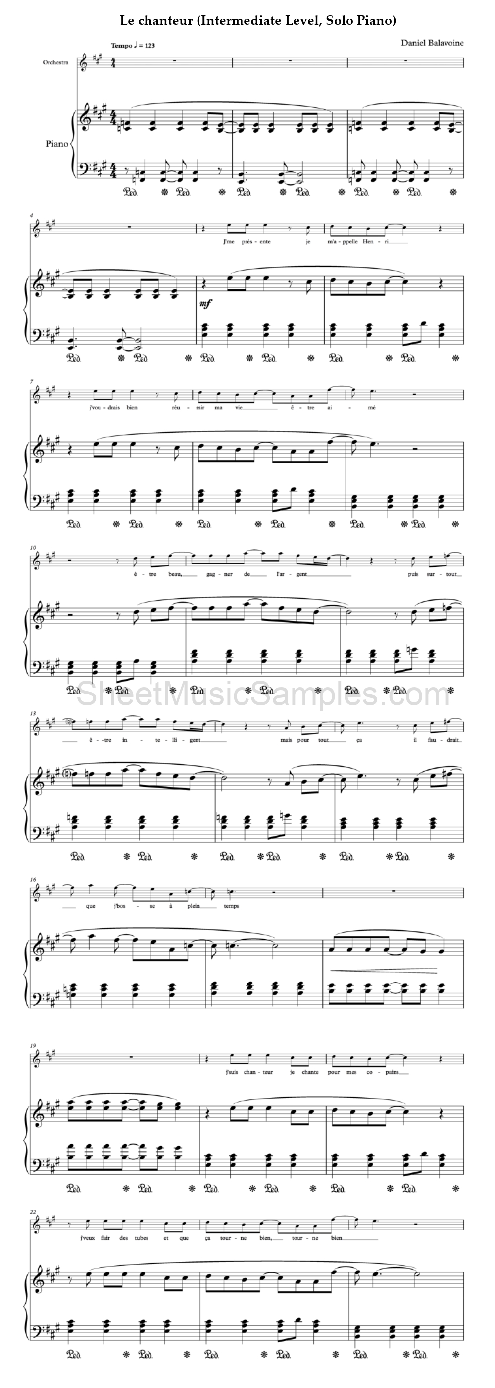 Le chanteur (Intermediate Level, Solo Piano)