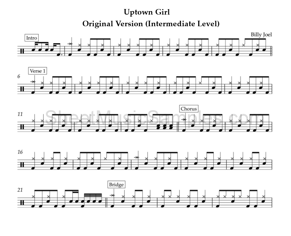 Uptown Girl - Original Version (Intermediate Level)