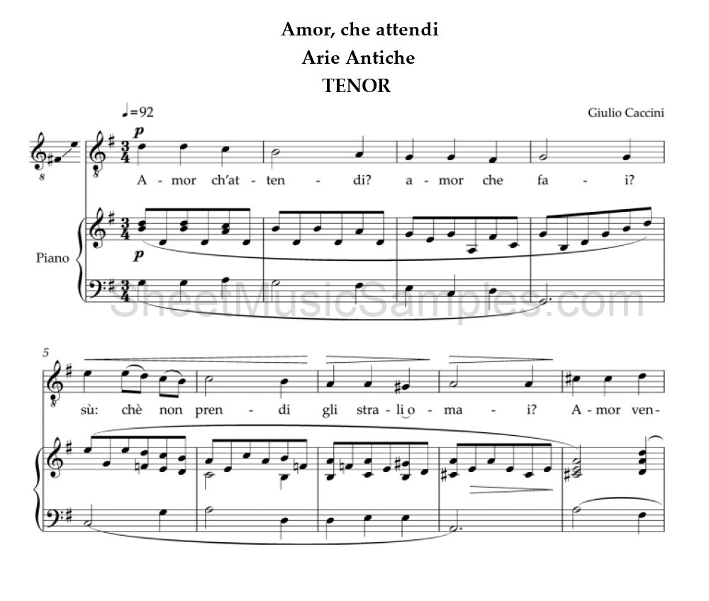 Amor, che attendi - Arie Antiche - TENOR