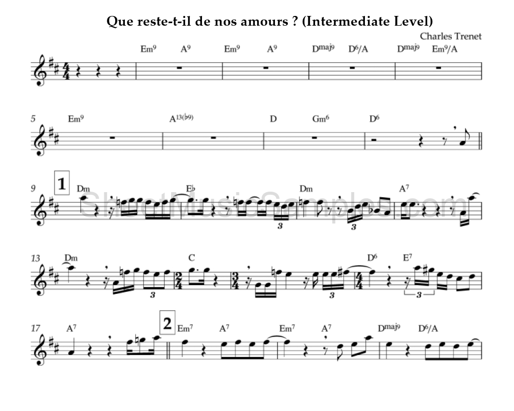 Que reste-t-il de nos amours ? (Intermediate Level)