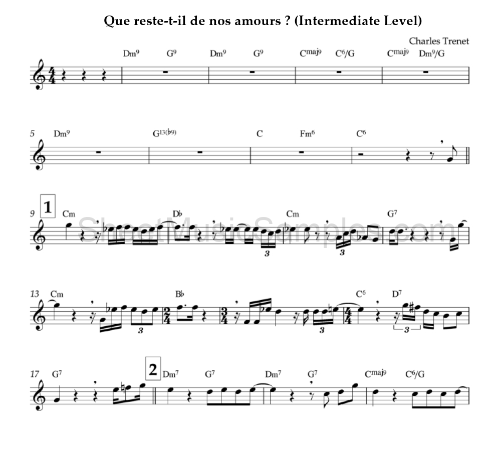 Que reste-t-il de nos amours ? (Intermediate Level)