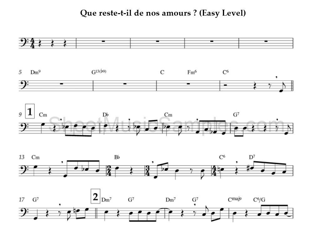 Que reste-t-il de nos amours ? (Easy Level)