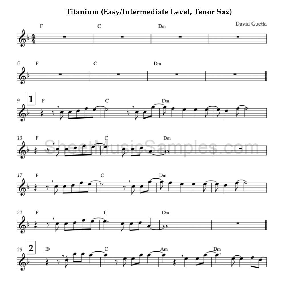 Titanium (Easy/Intermediate Level, Tenor Sax)