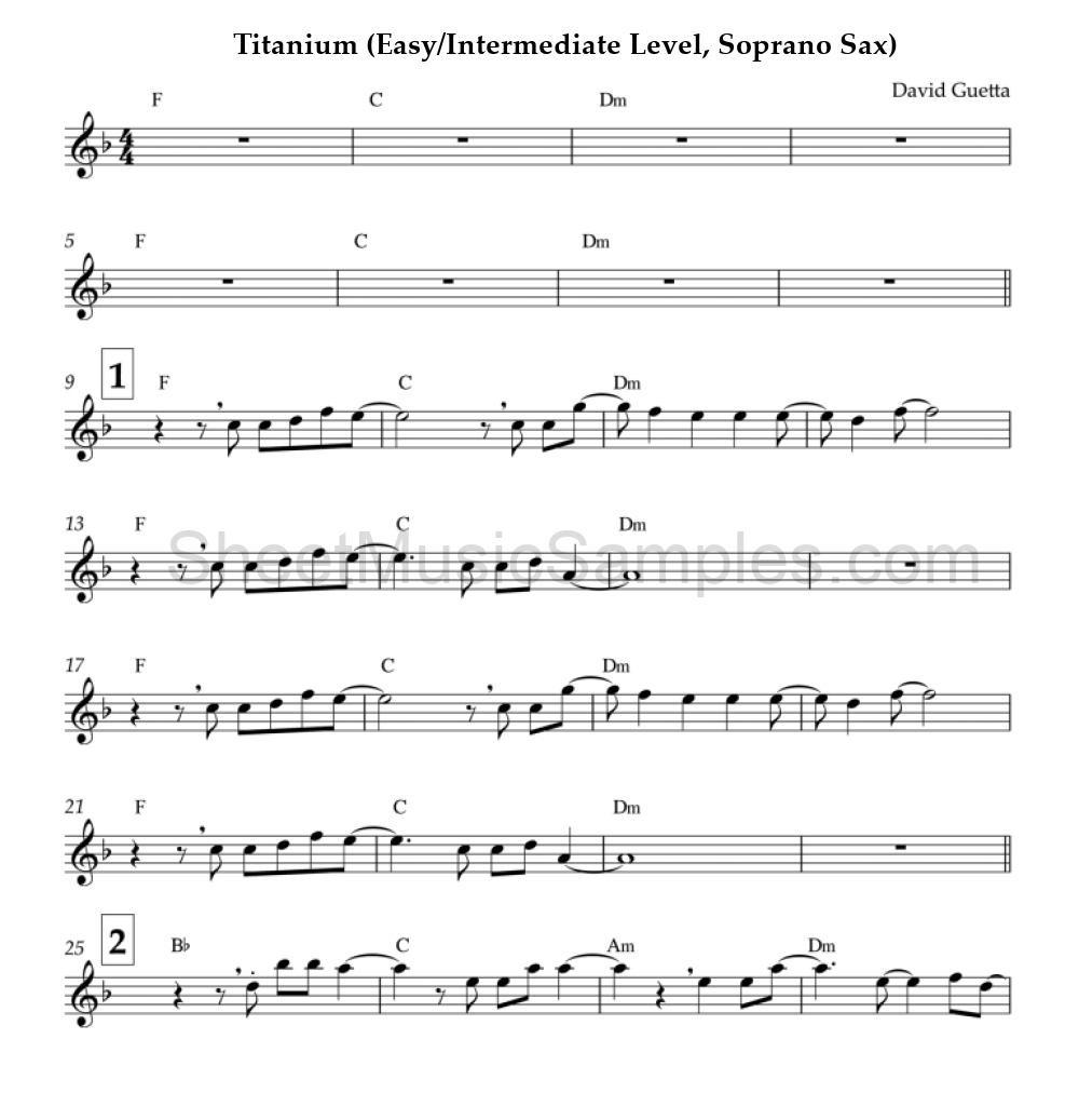 Titanium (Easy/Intermediate Level, Soprano Sax)