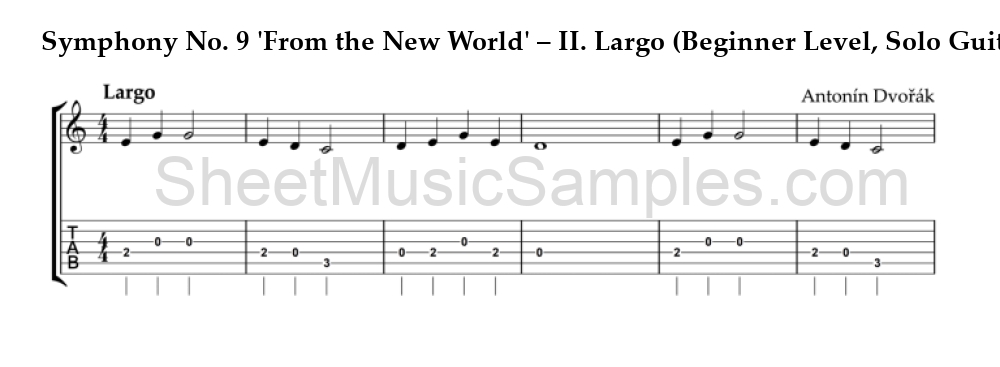 Symphony No. 9 'From the New World' – II. Largo (Beginner Level, Solo Guitar)