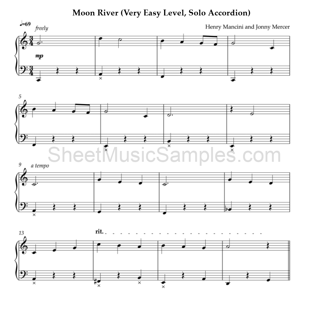 Moon River (Very Easy Level, Solo Accordion)