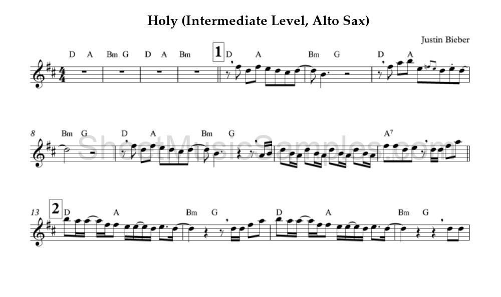 Holy (Intermediate Level, Alto Sax)