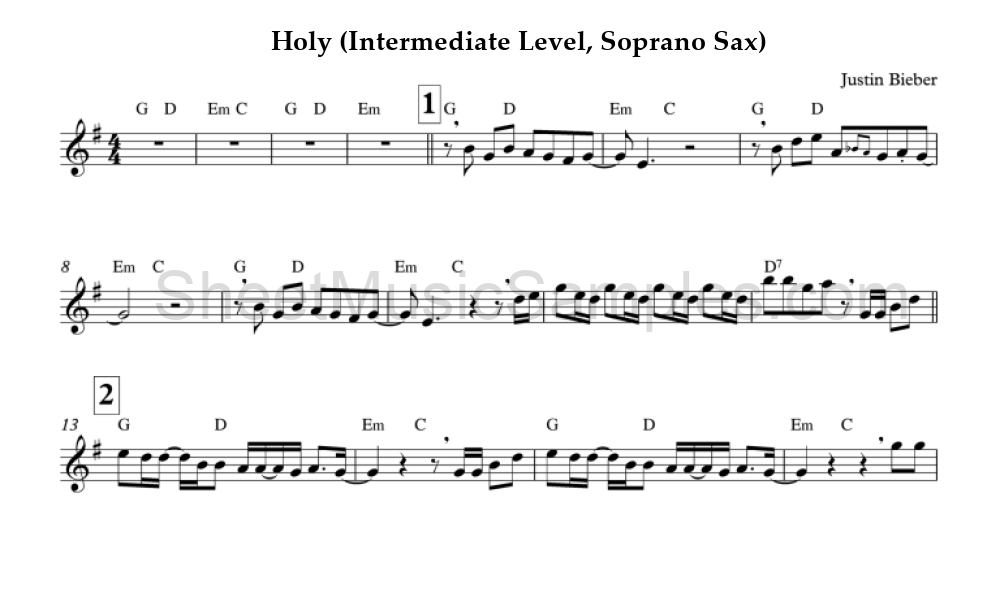 Holy (Intermediate Level, Soprano Sax)