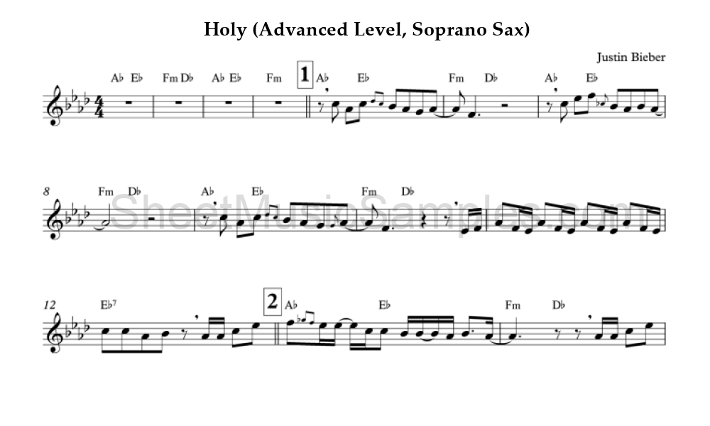 Holy (Advanced Level, Soprano Sax)