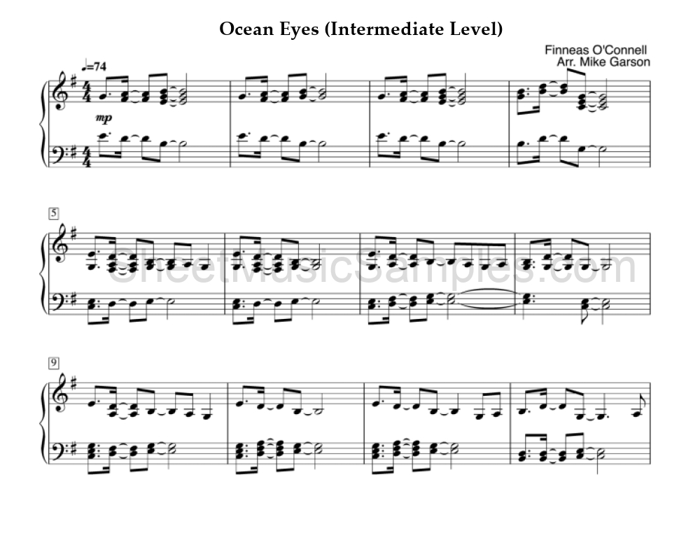 Ocean Eyes (Intermediate Level)