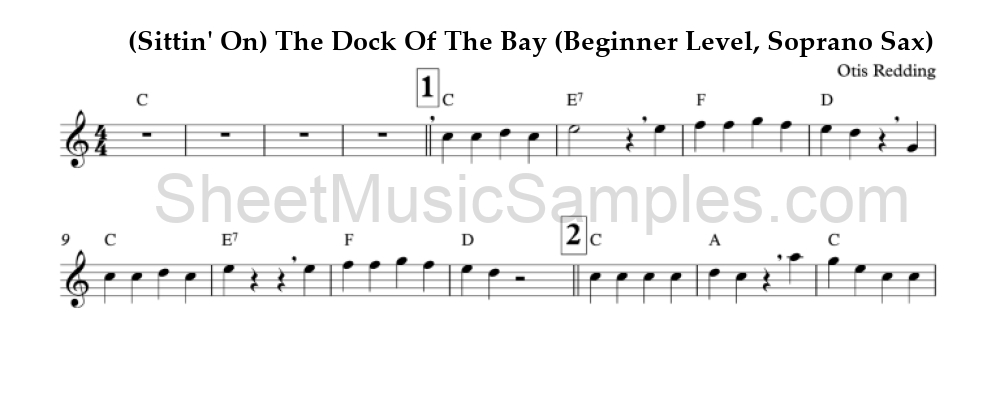 (Sittin' On) The Dock Of The Bay (Beginner Level, Soprano Sax)