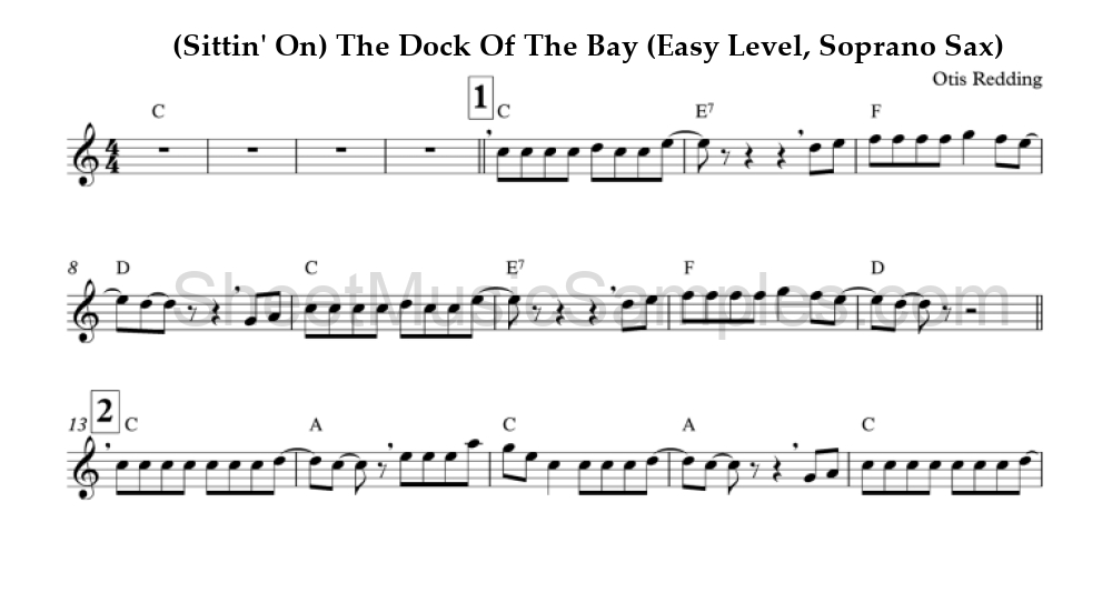 (Sittin' On) The Dock Of The Bay (Easy Level, Soprano Sax)