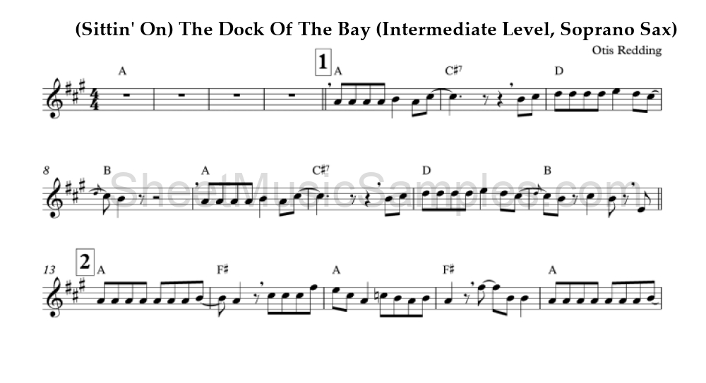 (Sittin' On) The Dock Of The Bay (Intermediate Level, Soprano Sax)