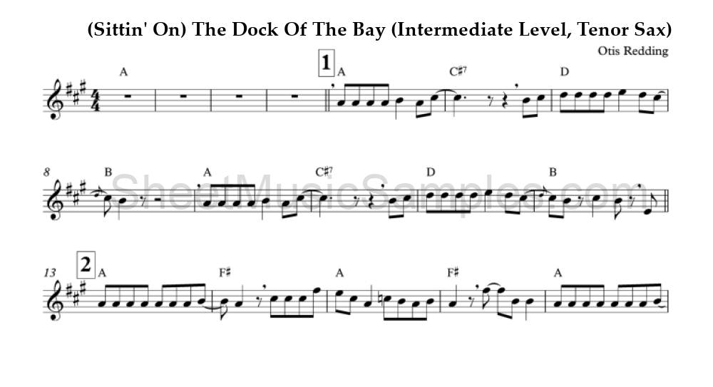 (Sittin' On) The Dock Of The Bay (Intermediate Level, Tenor Sax)