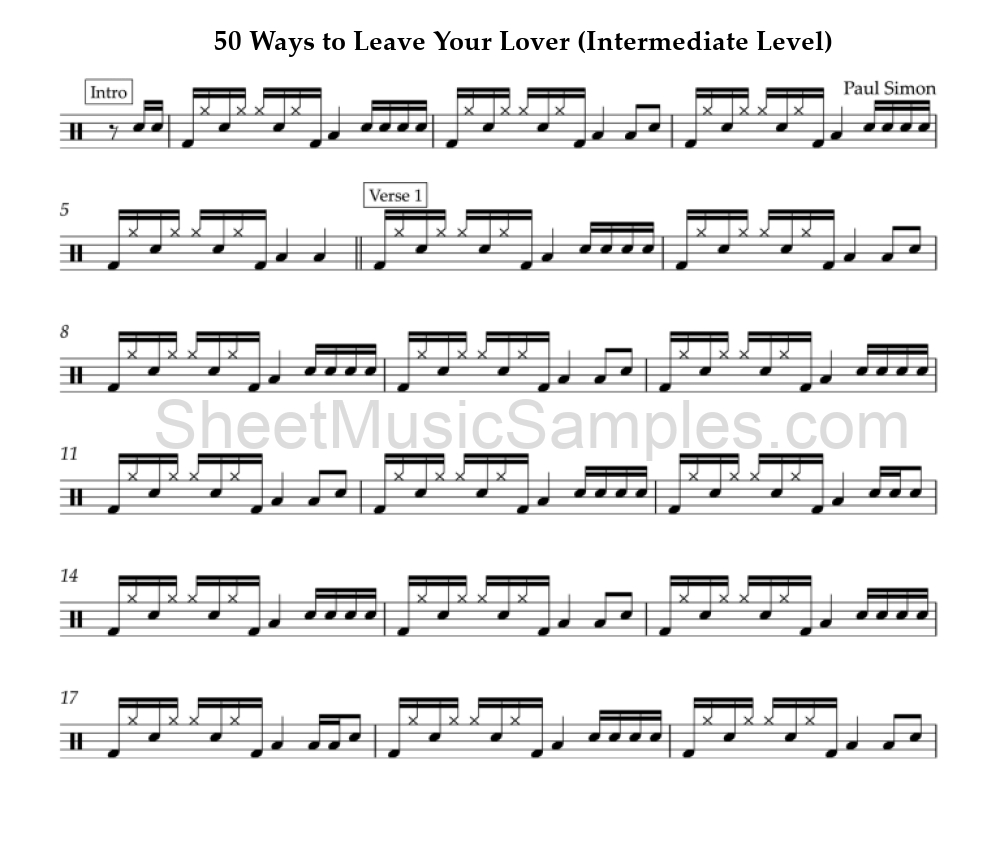 50 Ways to Leave Your Lover (Intermediate Level)