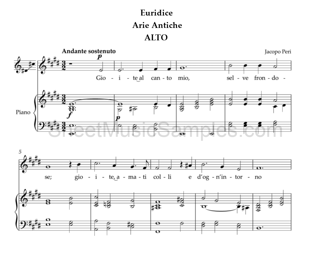 Euridice - Arie Antiche - ALTO