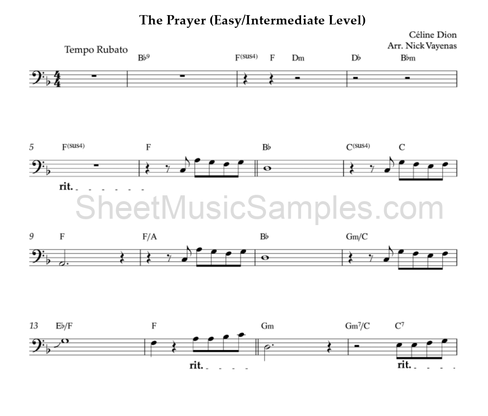 The Prayer (Easy/Intermediate Level)