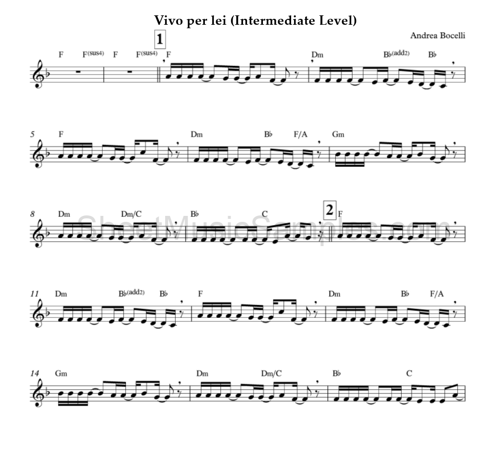 Vivo per lei (Intermediate Level)