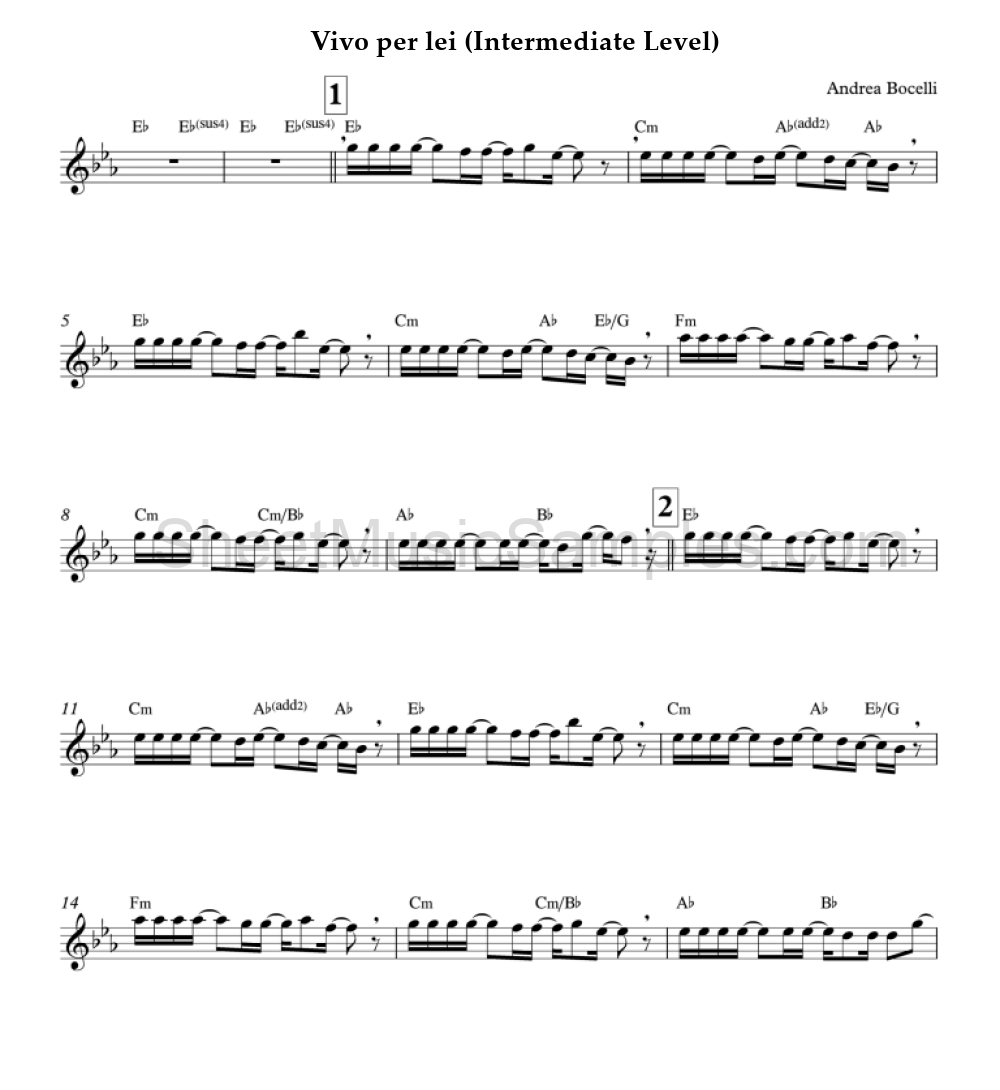 Vivo per lei (Intermediate Level)