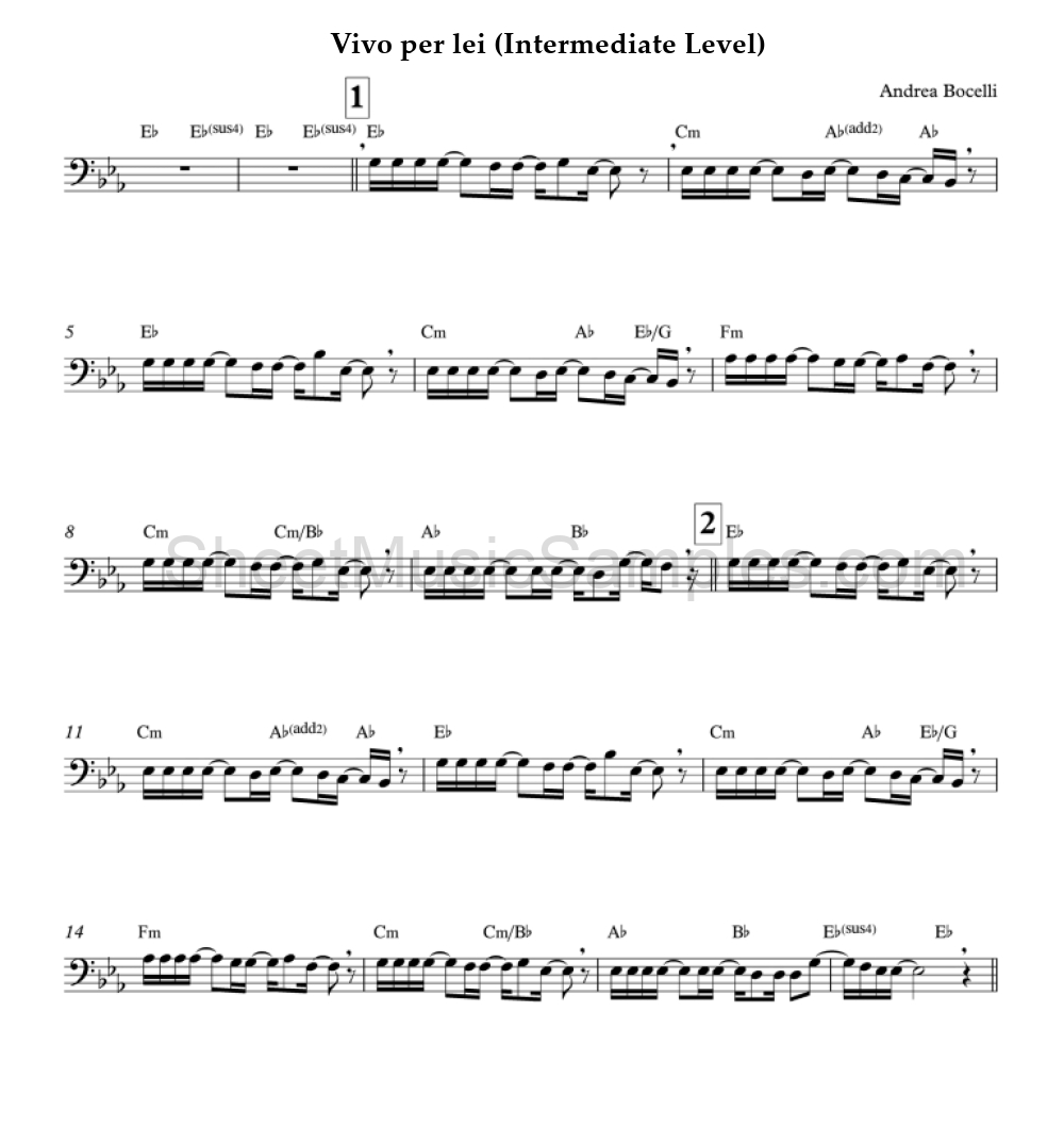 Vivo per lei (Intermediate Level)