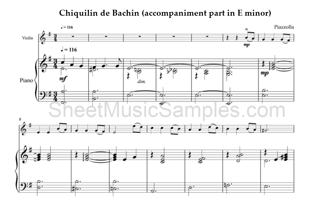 Chiquilin de Bachin (accompaniment part in E minor)