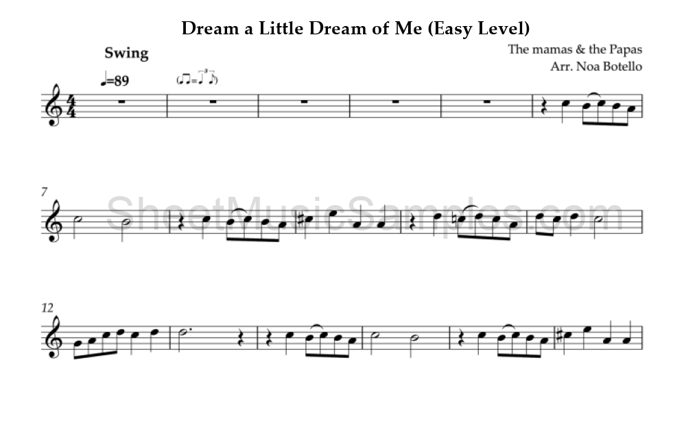 Dream a Little Dream of Me (Easy Level)