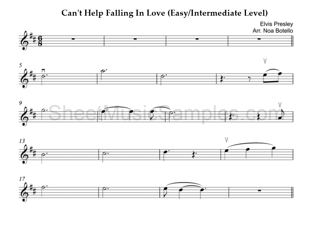 Can't Help Falling In Love (Easy/Intermediate Level)