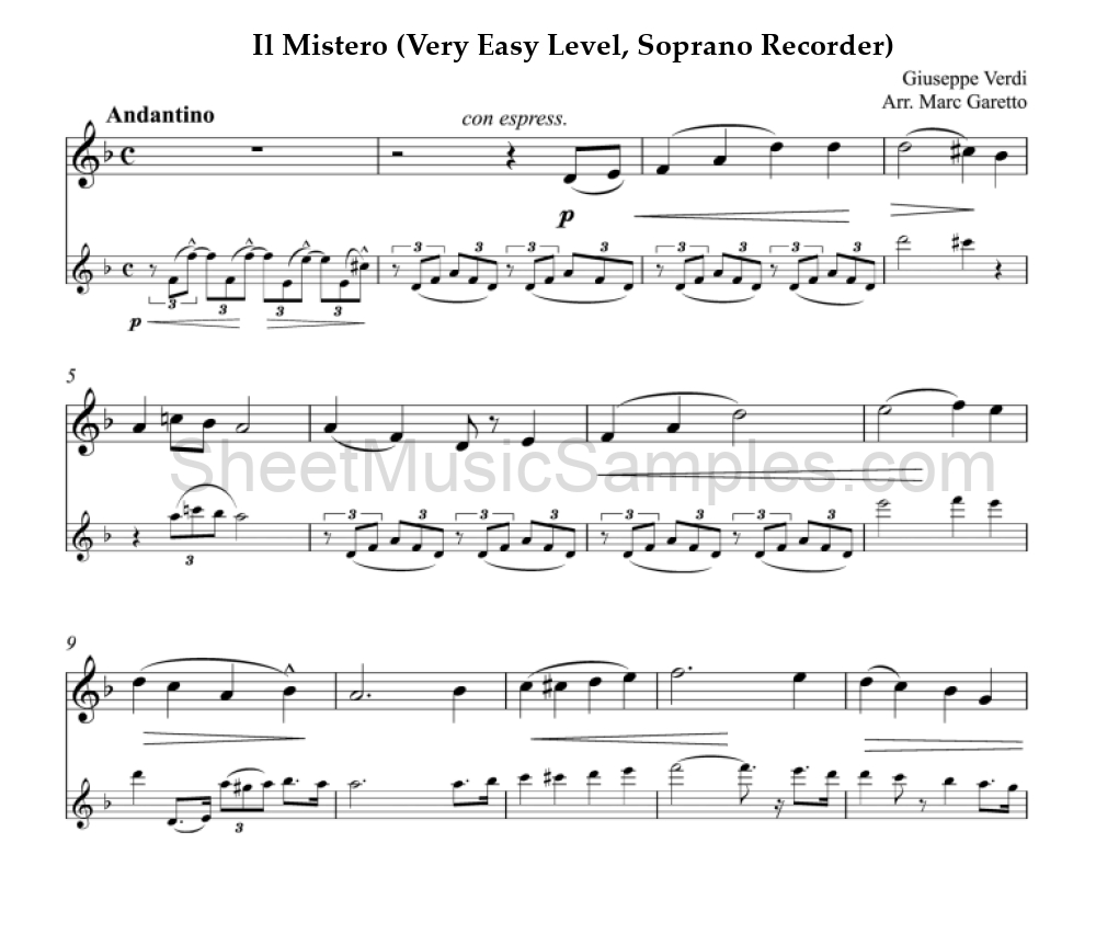 Il Mistero (Very Easy Level, Soprano Recorder)