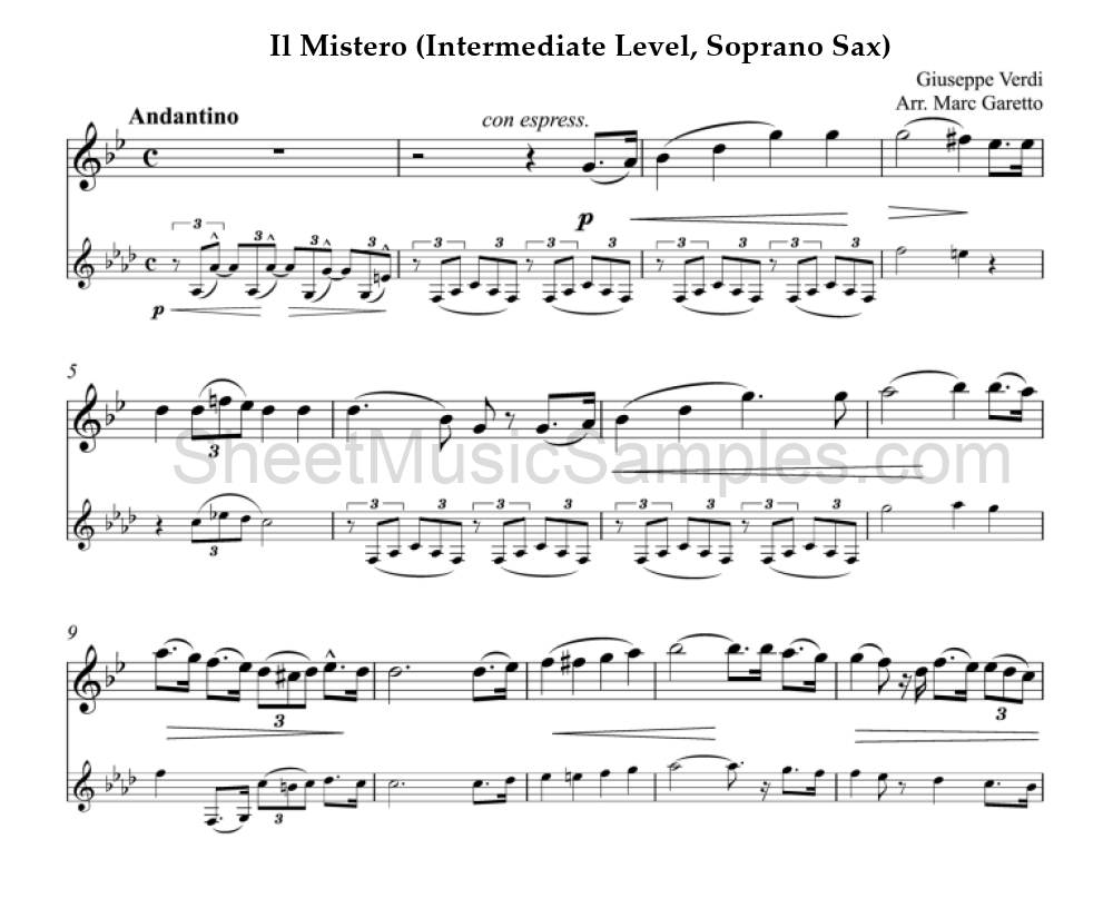 Il Mistero (Intermediate Level, Soprano Sax)