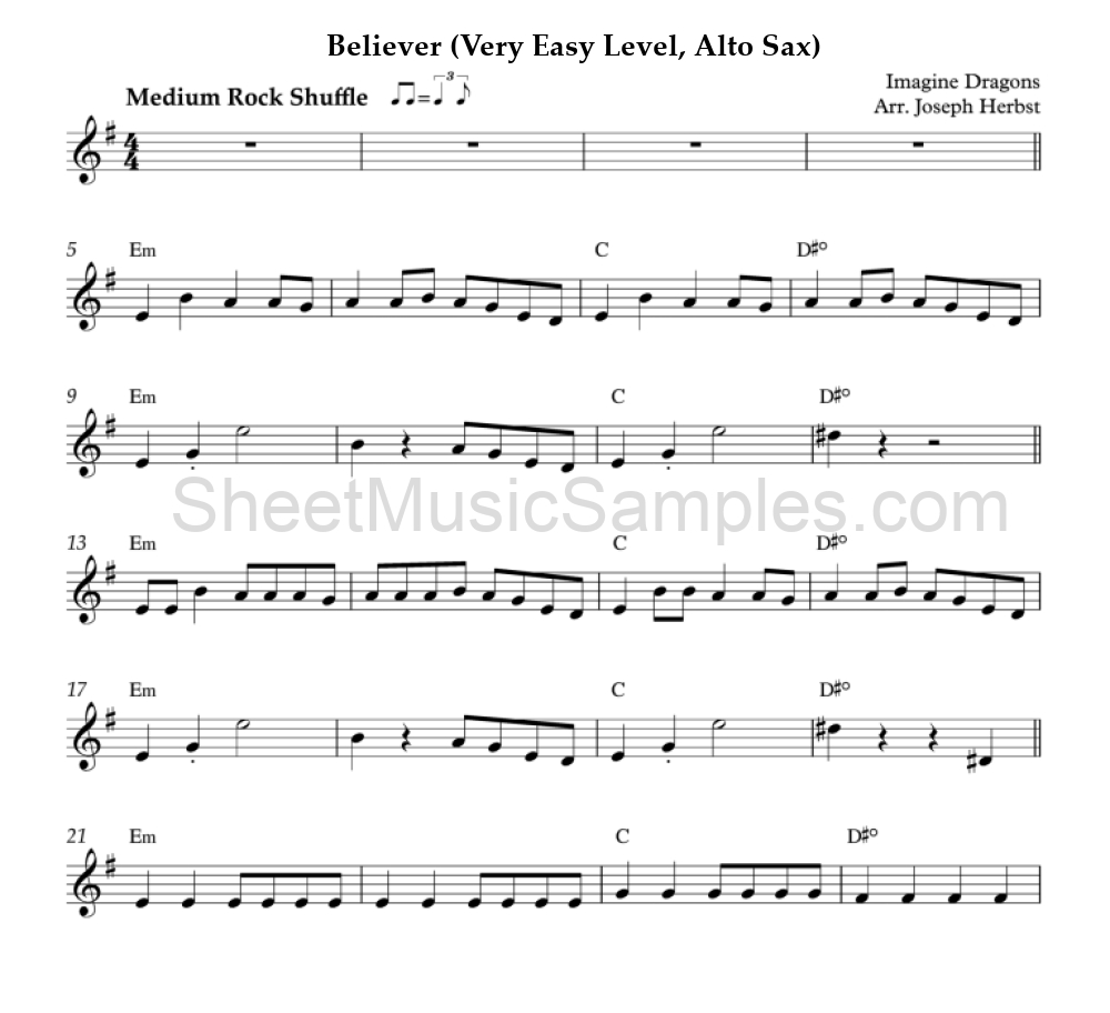 Believer (Very Easy Level, Alto Sax)