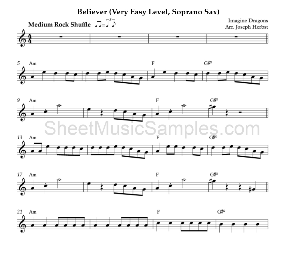 Believer (Very Easy Level, Soprano Sax)