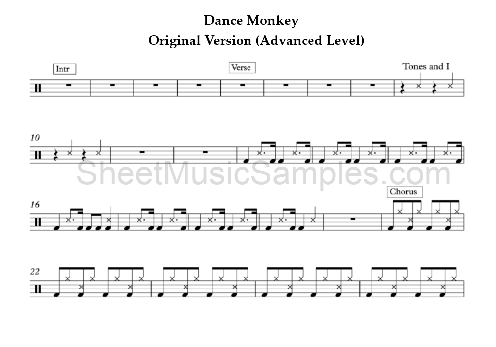 Dance Monkey - Original Version (Advanced Level)