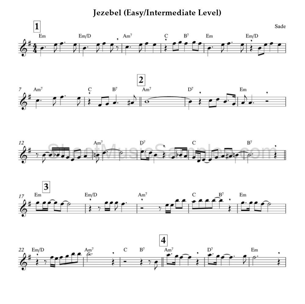 Jezebel (Easy/Intermediate Level)