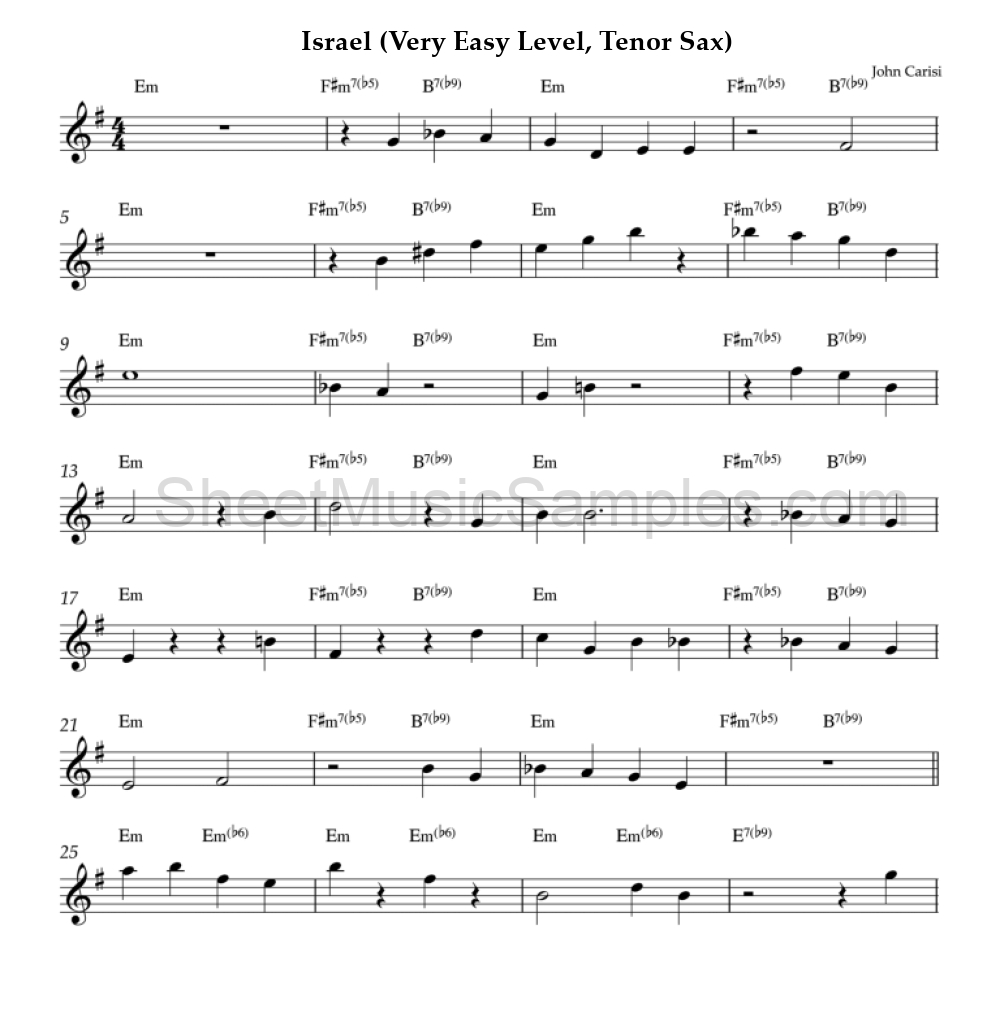 Israel (Very Easy Level, Tenor Sax)