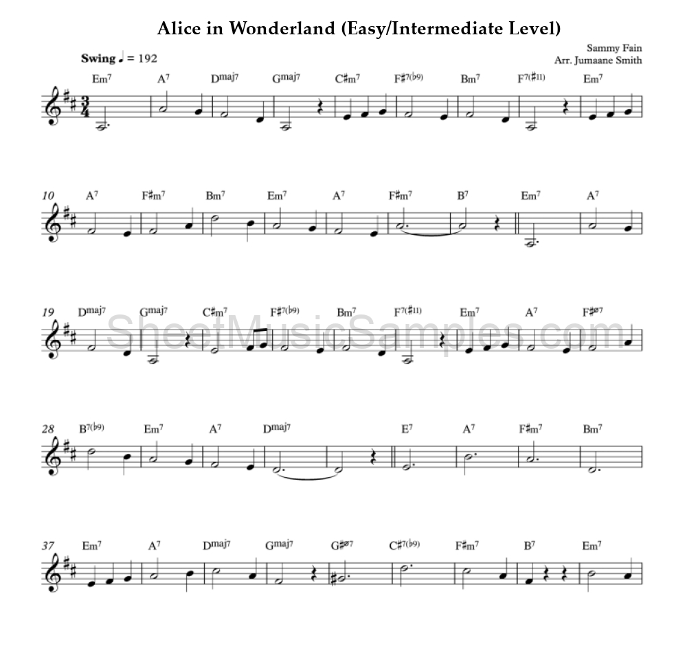 Alice in Wonderland (Easy/Intermediate Level)