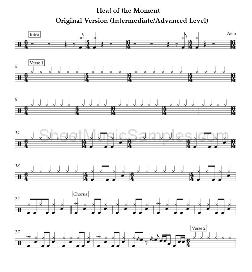 Heat of the Moment - Original Version (Intermediate/Advanced Level)