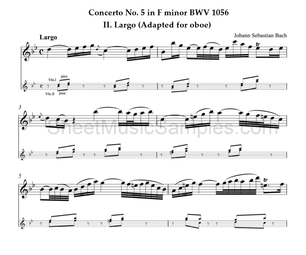 Concerto No. 5 in F minor BWV 1056 - II. Largo (Adapted for oboe)