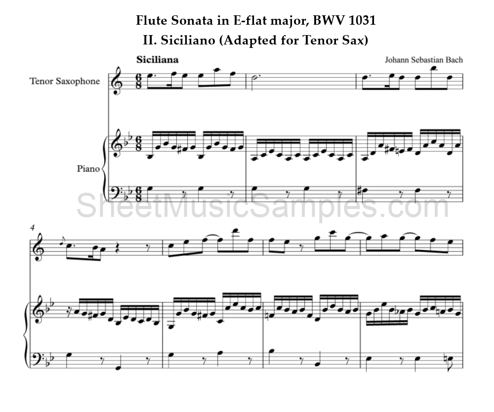 Flute Sonata in E-flat major, BWV 1031 - II. Siciliano (Adapted for Tenor Sax)