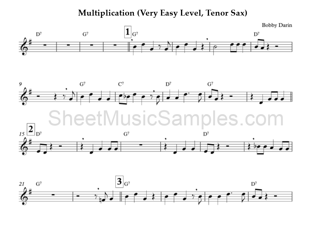 Multiplication (Very Easy Level, Tenor Sax)