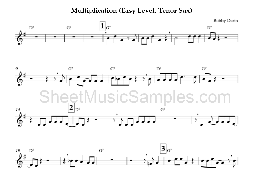 Multiplication (Easy Level, Tenor Sax)