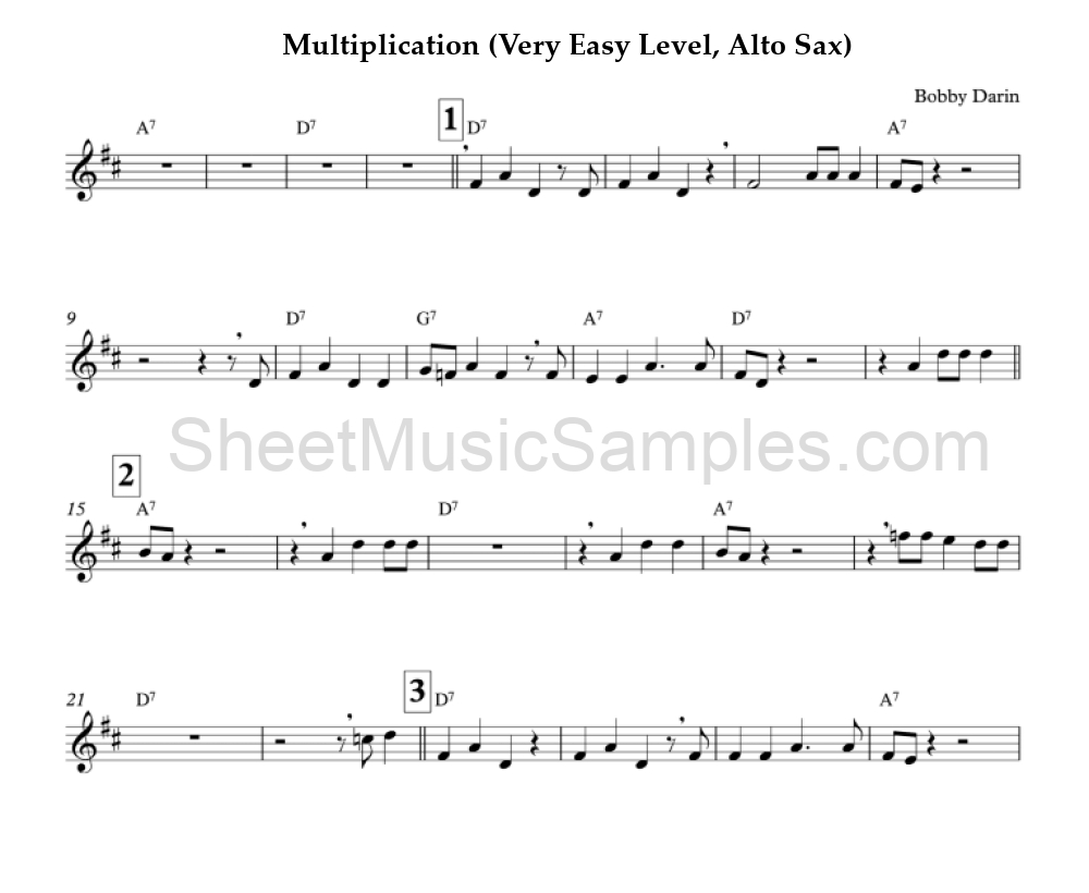 Multiplication (Very Easy Level, Alto Sax)