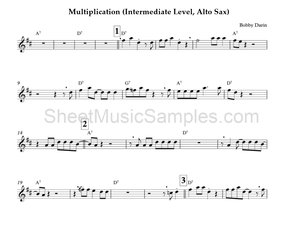 Multiplication (Intermediate Level, Alto Sax)