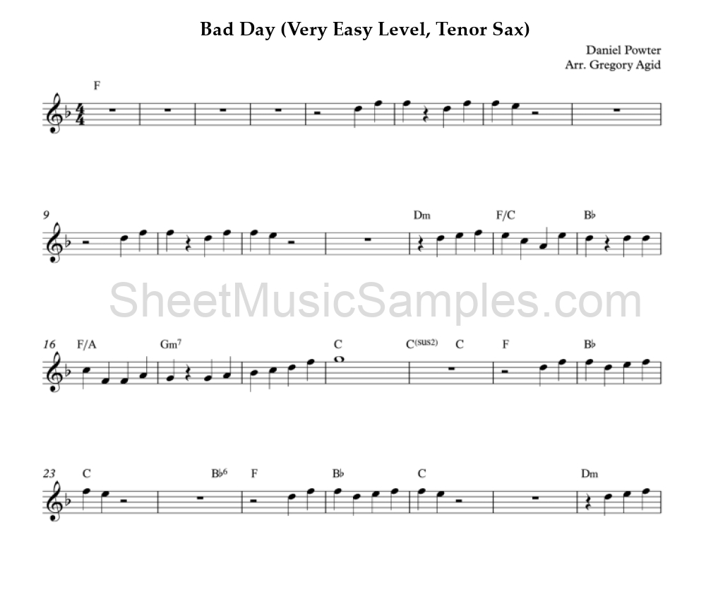 Bad Day (Very Easy Level, Tenor Sax)